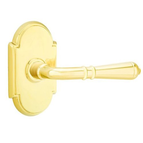 Single Dummy Right Handed Turino Door Lever With #8 Rose in Polished Brass