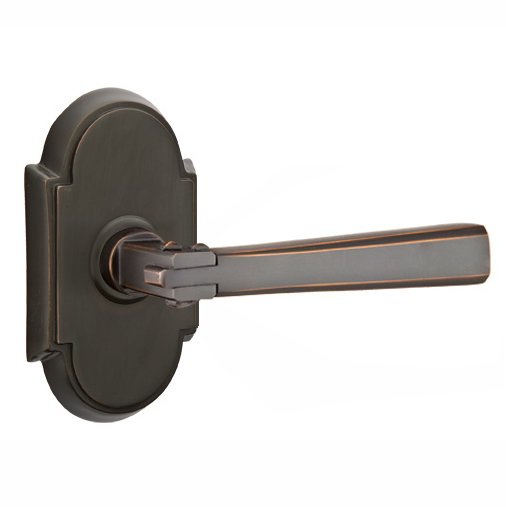 Right Handed Double Dummy Arts & Crafts Door Lever with #8 Rose in Oil Rubbed Bronze