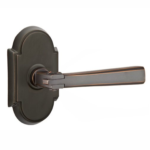 Right Handed Single Dummy  Arts & Crafts Door Lever with #8 Rose in Oil Rubbed Bronze