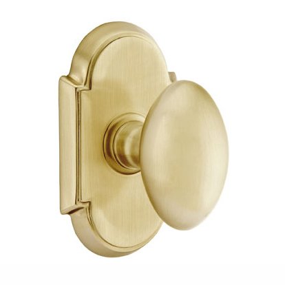 Double Dummy Egg Door Knob With #8 Rose in Satin Brass