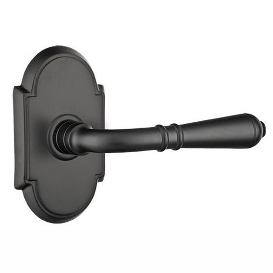 Double Dummy Right Handed Turino Door Lever With #8 Rose in Flat Black
