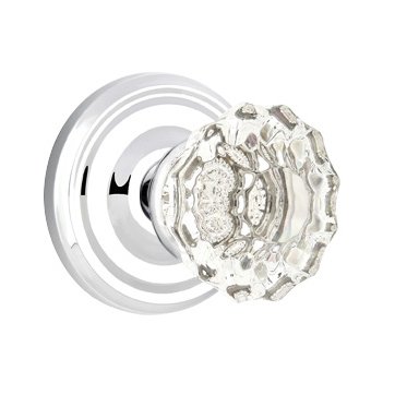 Astoria Passage Door Knob with Regular Rose and Concealed Screws in Polished Chrome