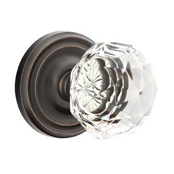 Diamond Passage Door Knob with Regular Rose and Concealed Screws in Oil Rubbed Bronze