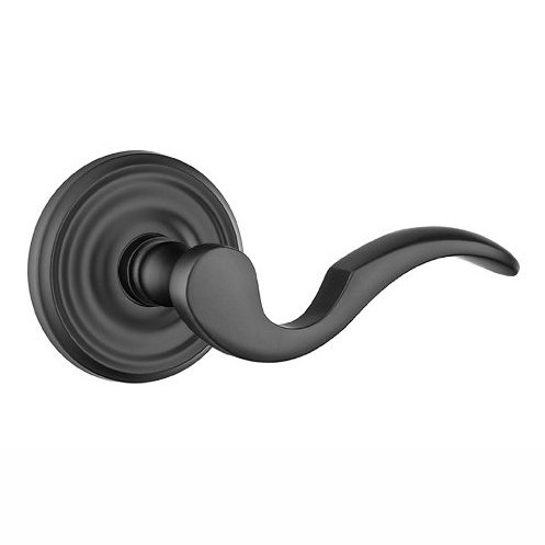 Passage Right Handed Cortina Door Lever With Regular Rose in Flat Black