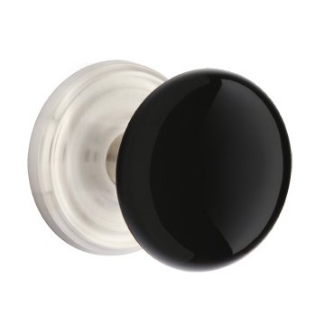 Passage Ebony Knob And Regular Rosette With Concealed Screws  in Satin Nickel