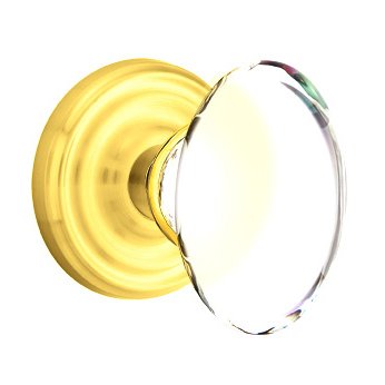 Hampton Passage Door Knob and Regular Rose with Concealed Screws in Polished Brass