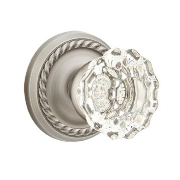 Astoria Passage Door Knob with Rope Rose and Concealed Screws in Pewter