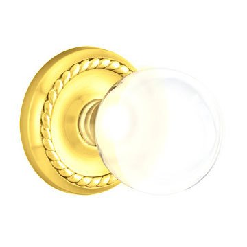 Bristol Passage Door Knob with Rope Rose in Polished Brass