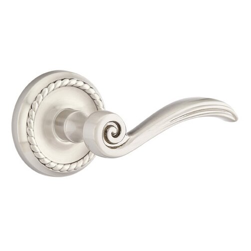 Passage Right Handed Elan Lever With Rope Rose in Satin Nickel
