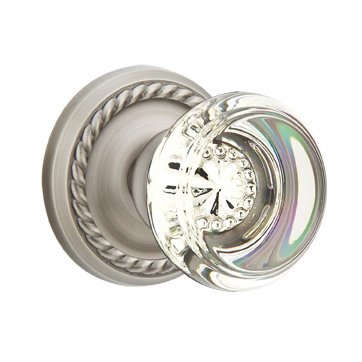 Georgetown Passage Door Knob with Rope Rose and Concealed Screws in Pewter