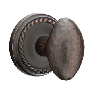 Passage Hammered Egg Door Knob with Rope Rose in Oil Rubbed Bronze