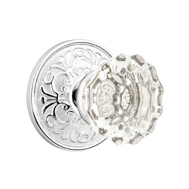 Astoria Passage Door Knob with Lancaster Rose in Polished Chrome