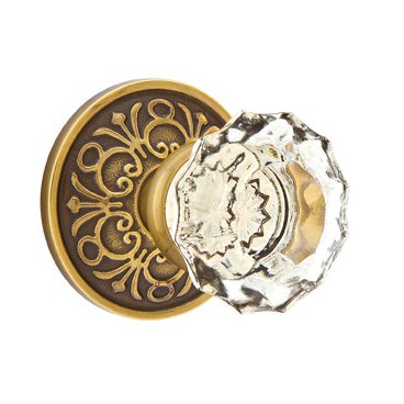 Astoria Passage Door Knob with Lancaster Rose and Concealed Screws in French Antique Brass