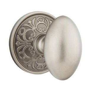 Passage Egg Door Knob With Lancaster Rose in Pewter