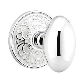 Passage Egg Door Knob With Lancaster Rose in Polished Chrome
