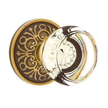 Georgetown Passage Door Knob with Lancaster Rose and Concealed Screws in French Antique Brass