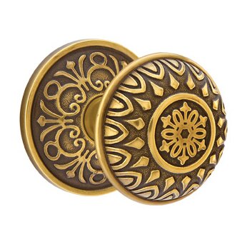 Passage Lancaster Knob With Lancaster Rose in French Antique Brass