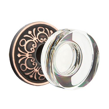 Modern Disc Glass Passage Door Knob and Lancaster Rose with Concealed Screws in Oil Rubbed Bronze
