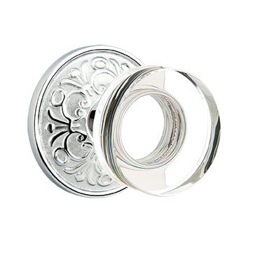 Modern Disc Glass Passage Door Knob with Lancaster Rose in Polished Chrome