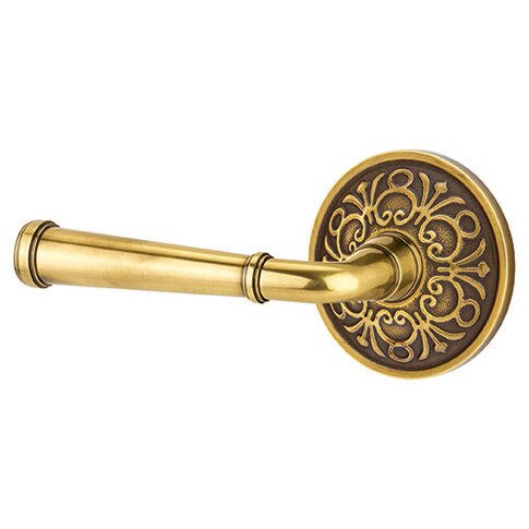 Passage Left Handed Merrimack Lever With Lancaster Rose in French Antique Brass