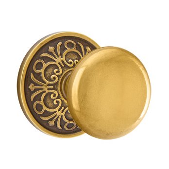 Passage Providence Door Knob With Lancaster Rose in French Antique Brass