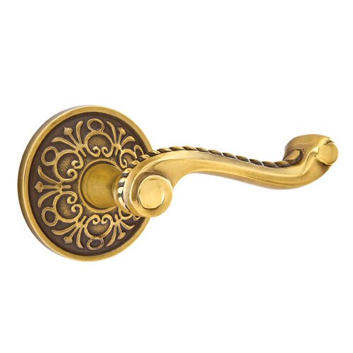 Passage Right Handed Rope Lever With Lancaster Rose in French Antique Brass
