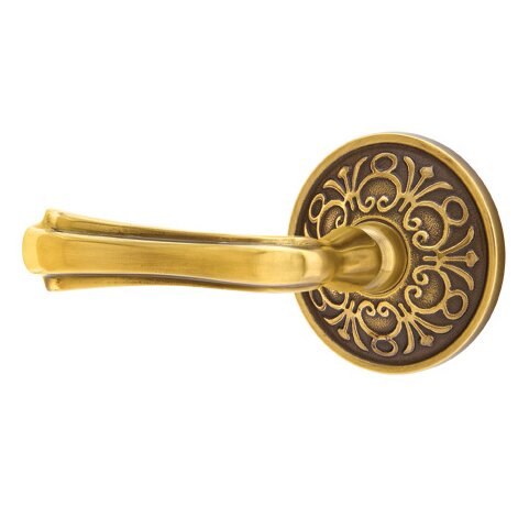 Passage Left Handed Wembley Lever With Lancaster Rose in French Antique Brass