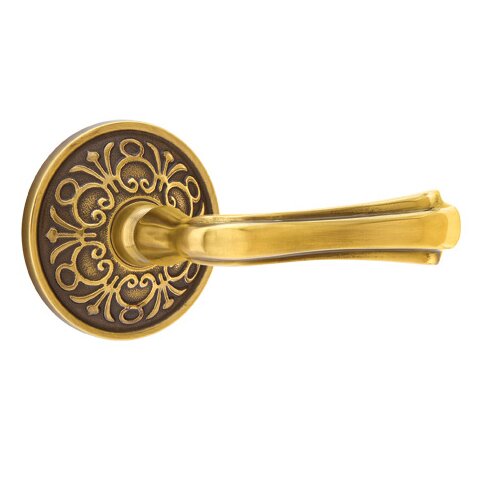 Passage Right Handed Wembley Lever With Lancaster Rose in French Antique Brass