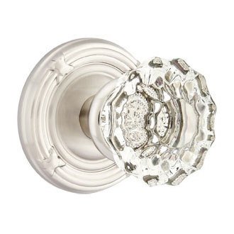 Astoria Passage Door Knob with Ribbon & Reed Rose and Concealed Screws in Satin Nickel