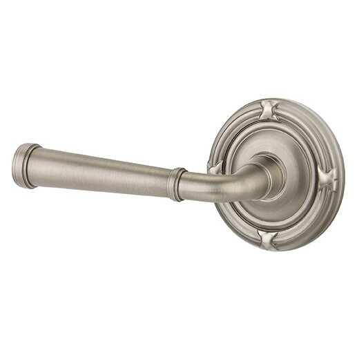 Passage Left Handed Merrimack Lever With Ribbon & Reed Rose in Pewter