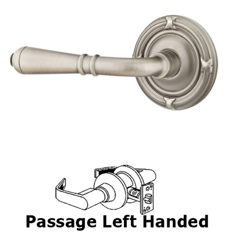 Passage Left Handed Turino Door Lever With Ribbon & Reed Rose in Pewter