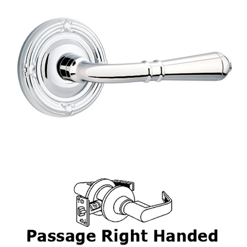 Passage Right Handed Turino Door Lever With Ribbon & Reed Rose in Polished Chrome