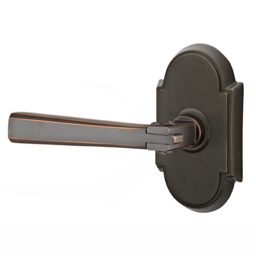 Left Handed Passage Arts & Crafts Door Lever with #8 Rose in Oil Rubbed Bronze
