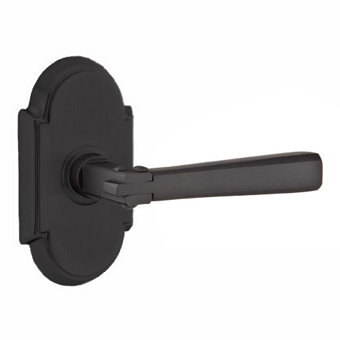Passage Arts & Crafts Door Lever with #8 Rose with Concealed Screws in Flat Black