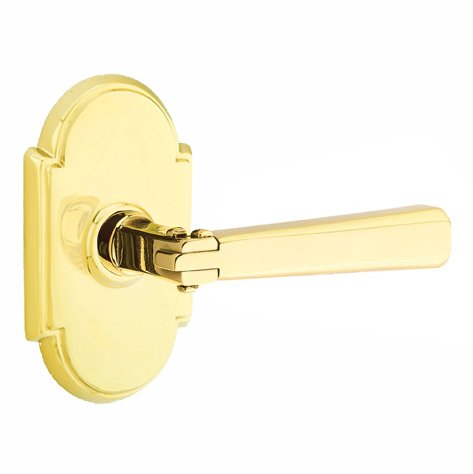 Passage Arts & Crafts Door Lever with #8 Rose with Concealed Screws in Unlacquered Brass