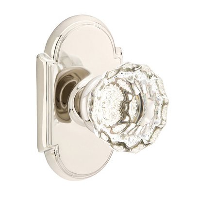 Astoria Passage Door Knob with #8 Rose and Concealed Screws in Polished Nickel