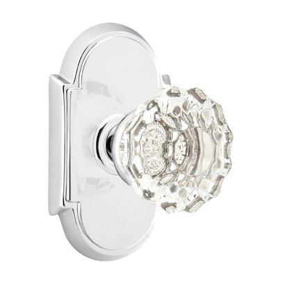 Astoria Passage Door Knob with #8 Rose in Polished Chrome
