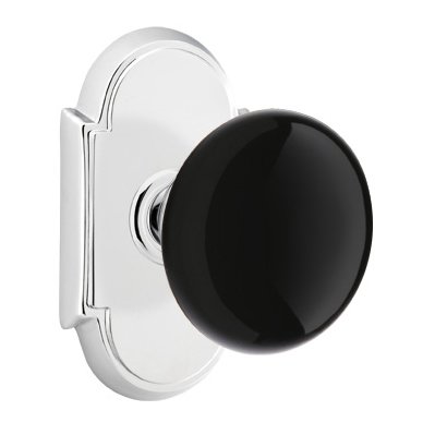 Passage Ebony Knob And #8 Rosette With Concealed Screws in Polished Chrome