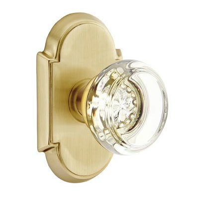 Georgetown Passage Door Knob with #8 Rose and Concealed Screws in Satin Brass