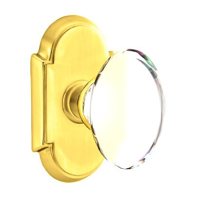 Hampton Passage Door Knob and #8 Rose with Concealed Screws in Unlacquered Brass