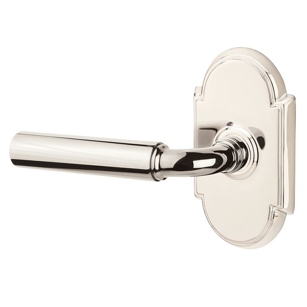 Passage Left Handed Manning Door Lever With #8 Rose in Polished Nickel