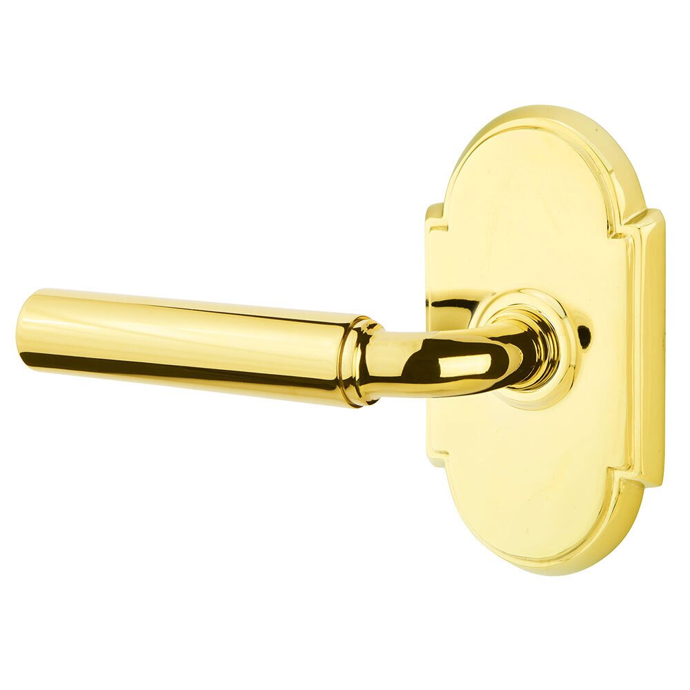 Passage Left Handed Manning Door Lever With #8 Rose in Polished Brass