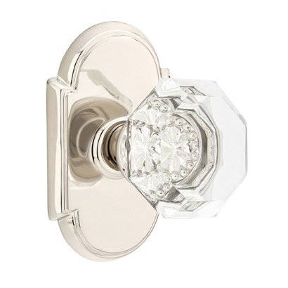 Old Town Passage Door Knob with #8 Rose and Concealed Screws in Polished Nickel