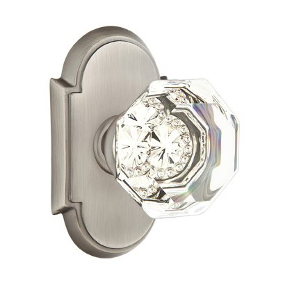 Old Town Passage Door Knob with #8 Rose and Concealed Screws in Pewter