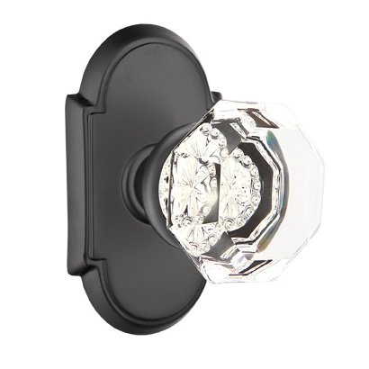 Old Town Passage Door Knob with #8 Rose in Flat Black