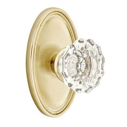 Astoria Passage Door Knob with Oval Rose and Concealed Screws in Satin Brass