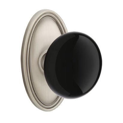 Passage Ebony Knob And Oval Rosette With Concealed Screws in Pewter