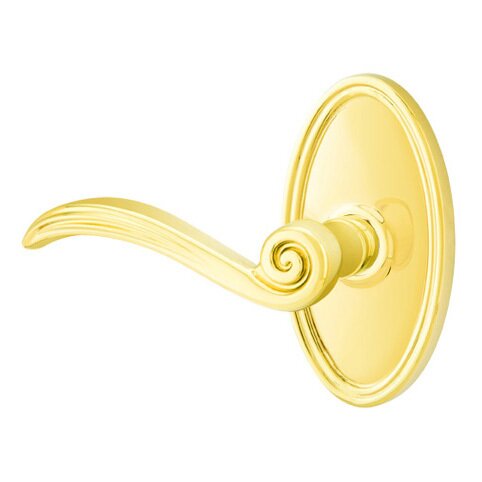 Passage Left Handed Elan Lever With Oval Rose in Unlacquered Brass