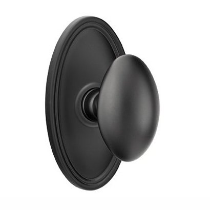 Passage Egg Door Knob With Oval Rose in Flat Black