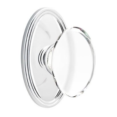 Hampton Passage Door Knob with Oval Rose in Polished Chrome